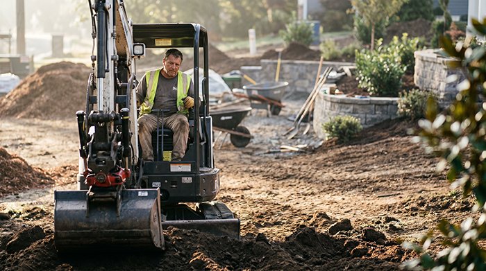 mini excavator attachments for landscaping