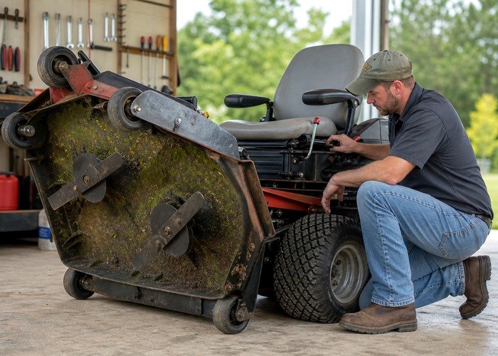 Lawn mower deck inspection before purchase Lawn mower deck and blade inspection before choosing a mower for yard size
