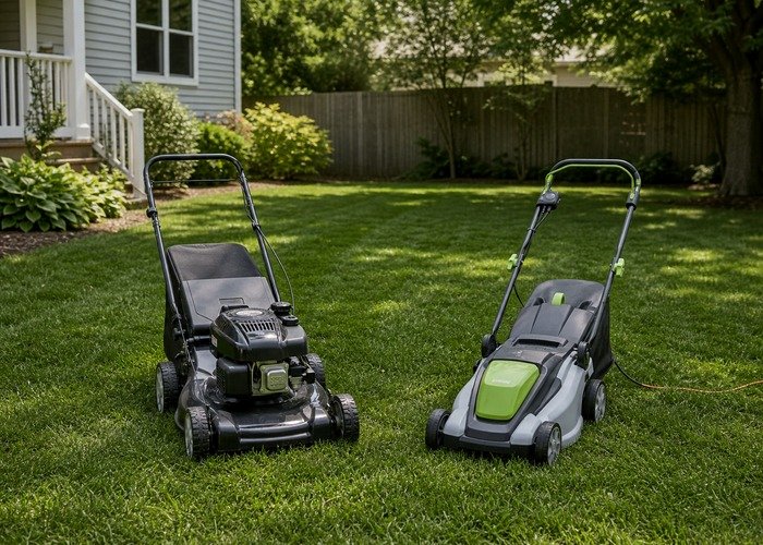 gas vs electric lawn mower featured image for SeekMach machinery guide