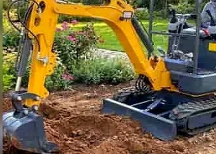 Mini excavator bucket control practice for beginners SeekMach mini excavator bucket control practice while opening a shallow backyard trench