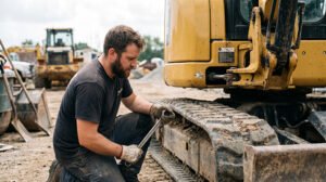 adjust excavator track tension