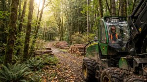 logging with farm tractors