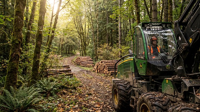 logging with farm tractors