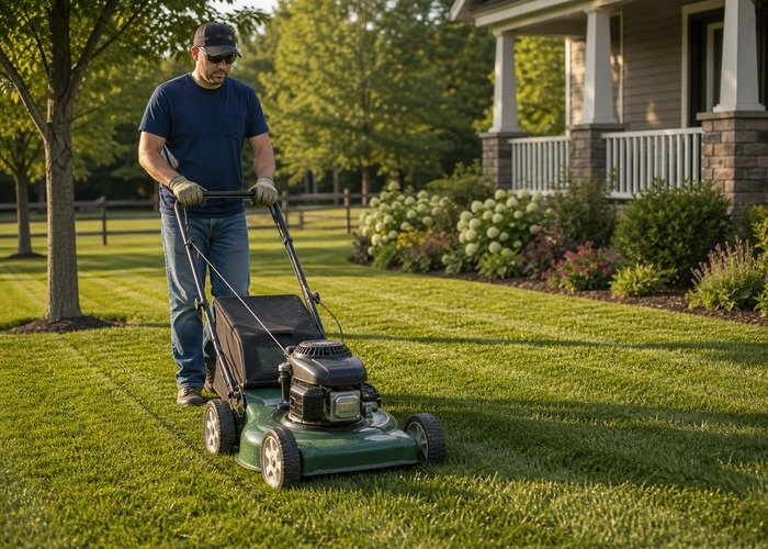 Cleaner mower discharge after correcting clumping Lawn mower making a cleaner discharge pass after deck cleaning and slower ground speed