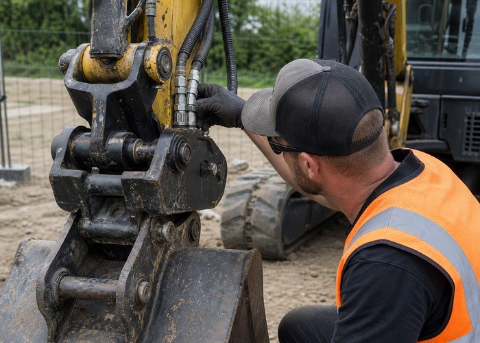 mini excavator quick coupler pressure release field verification