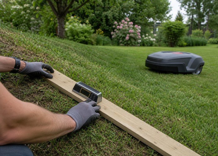 robot lawn mower slope guide field verification