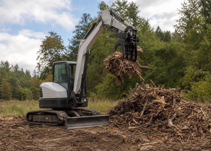 mini excavator stump removal attachments field verification