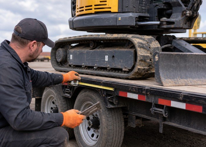 mini excavator trailer transport field verification
