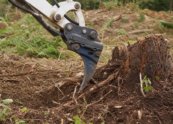 mini excavator stump removal attachments detail inspection