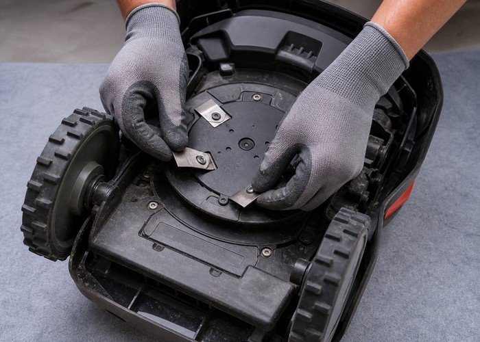 robot mower blade replacement detail inspection