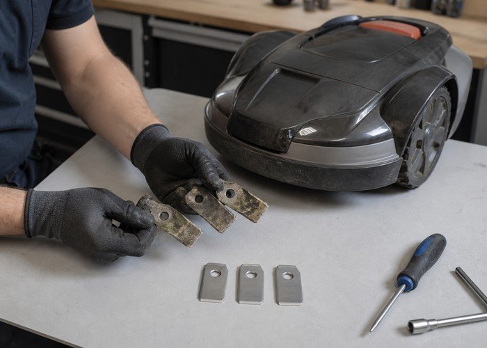 robot mower blade replacement field verification