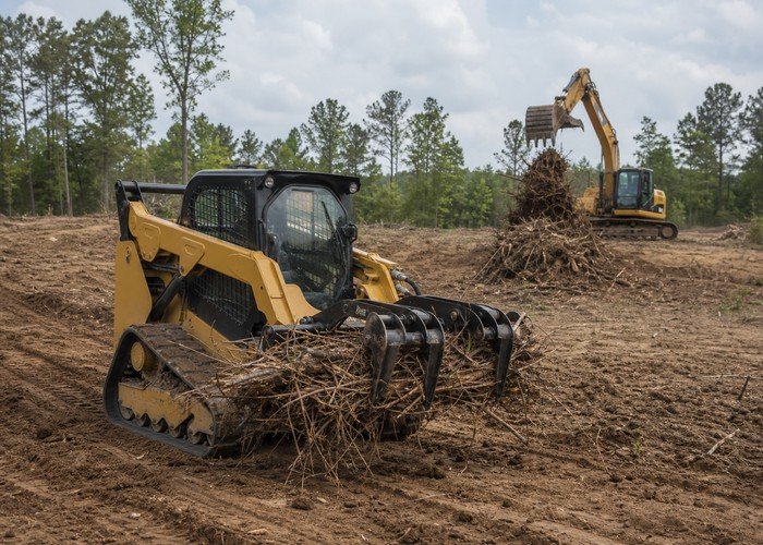 tractor vs skid steer vs mini excavator land clearing field verification
