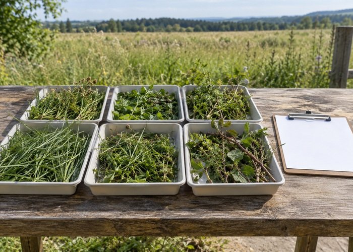 Illustrative vegetation samples beside a blank attachment assessment record