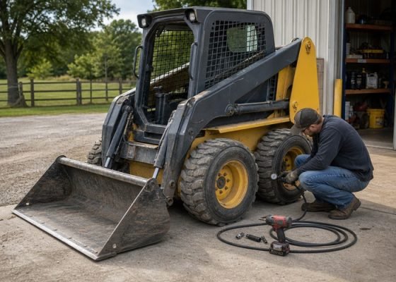 skid steer tire maintenance featured image for SeekMach machinery guide
