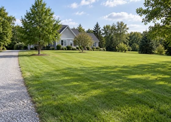 Illustrative lawn and separate gravel driveway, not an identified septic site