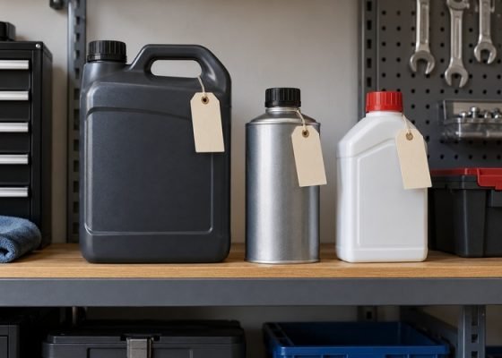Illustrative sealed lubricant containers with blank identity tags