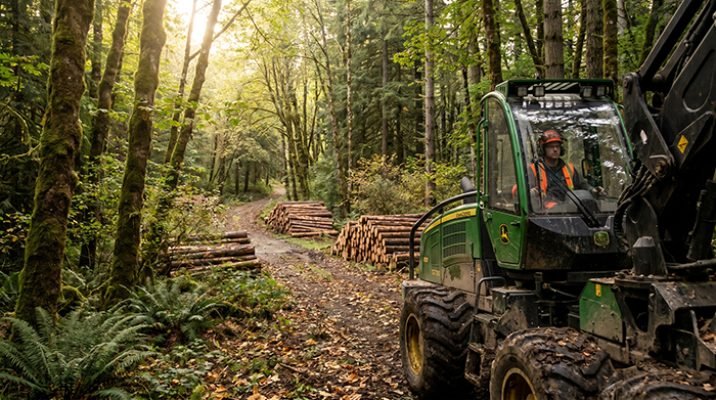logging with farm tractors